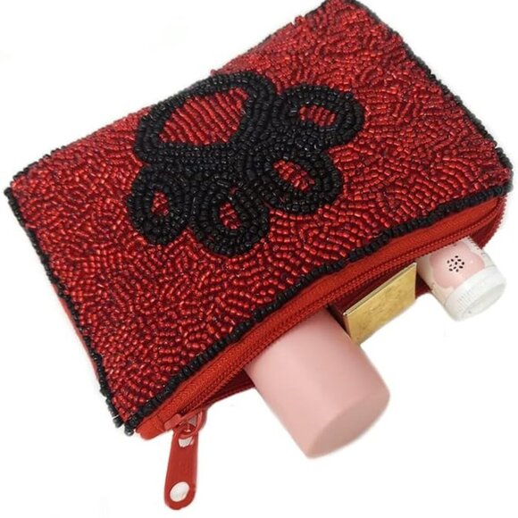 UGA Football Bulldogs Paw Beaded Storage Coin Pouch - Picture 3 of 5